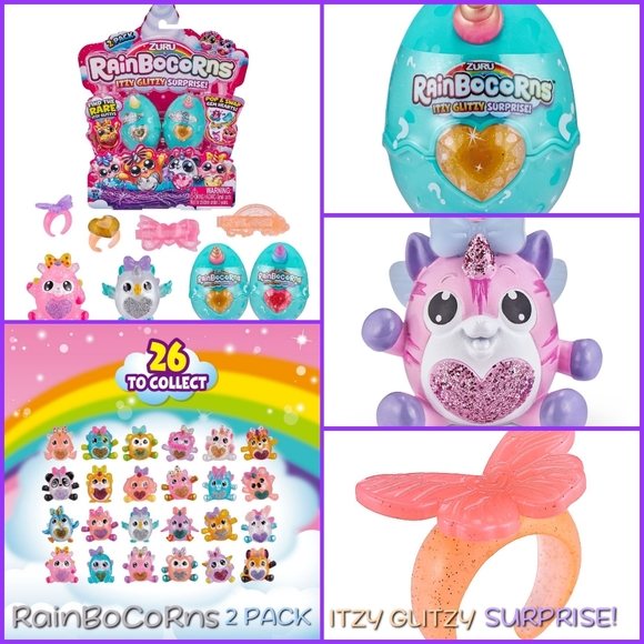 New! RainBowCorns 2 Pack "Itzy Glitzy Surprise" Collectible Eggs! Ages 3+ - Picture 5 of 8